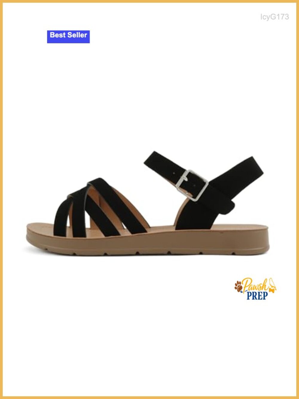 Women Round Toe Multi-Strap Flat Sandals with Adjustable Ankle Strap